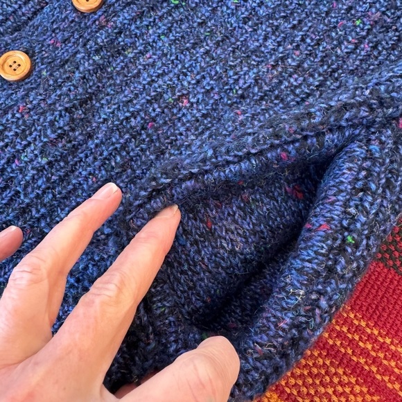 Vintage Blueprint Wool Blend Button Front Cardigan with Pockets / Large - Picture 12 of 13